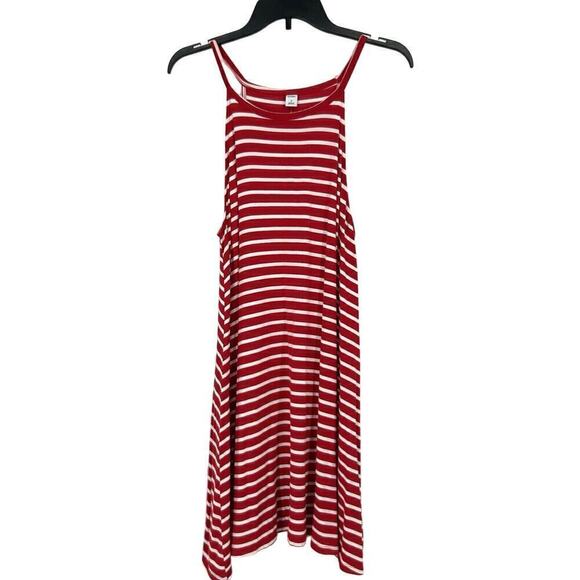 Old Navy Red White Stripe Swing Dress Halter Neck Sleeveless Stretch Size M - Picture 1 of 9